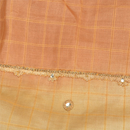 Sanskriti Vintage Cream/Peach Sarees Pure Silk Hand Beaded Fabric Premium Sari