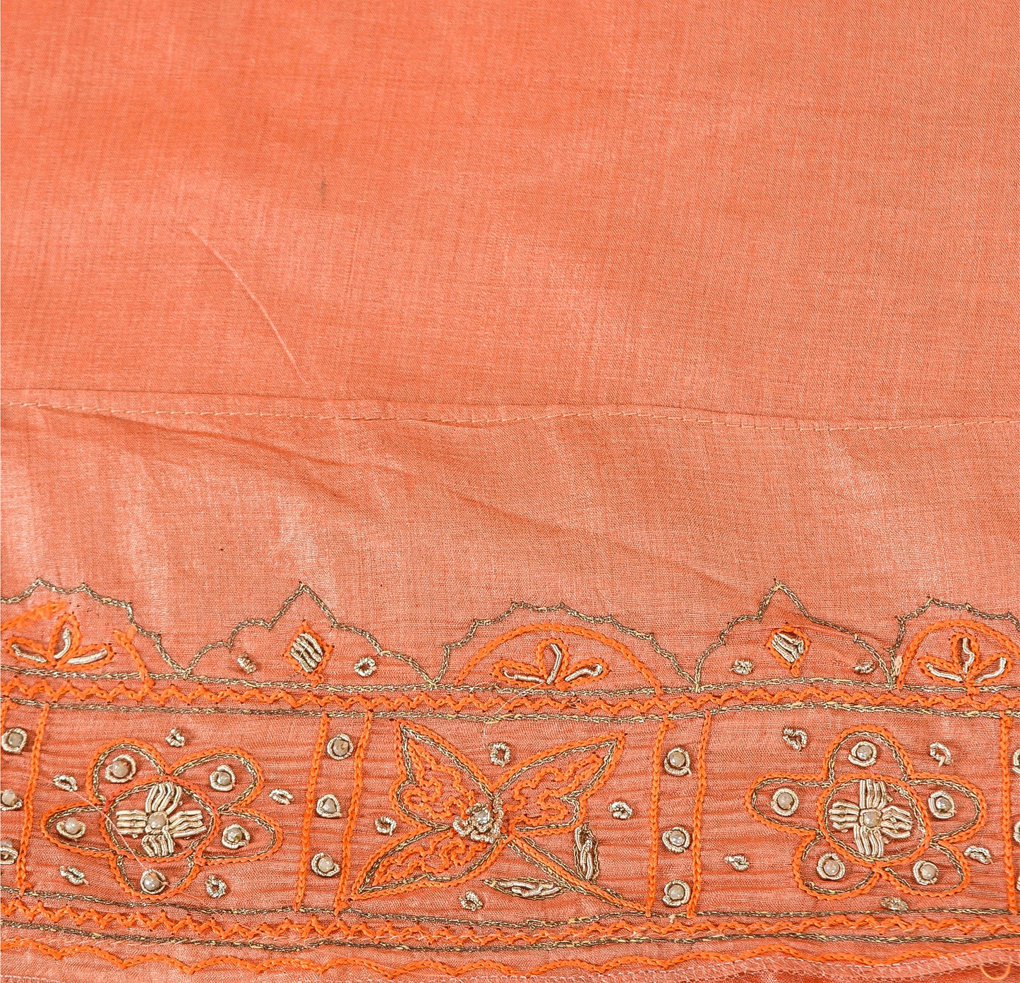 Sanskriti Vintage Indian Saree 100% Pure Silk Hand Beaded Sustainable Fabric Premium Sari