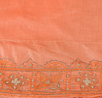 Sanskriti Vintage Indian Saree 100% Pure Silk Hand Beaded Sustainable Fabric Premium Sari