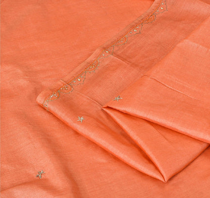 Sanskriti Vintage Indian Saree 100% Pure Silk Hand Beaded Sustainable Fabric Premium Sari