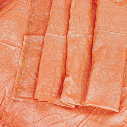 Sanskriti Vintage Indian Saree 100% Pure Silk Hand Beaded Sustainable Fabric Premium Sari