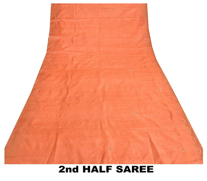 Sanskriti Vintage Indian Saree 100% Pure Silk Hand Beaded Sustainable Fabric Premium Sari