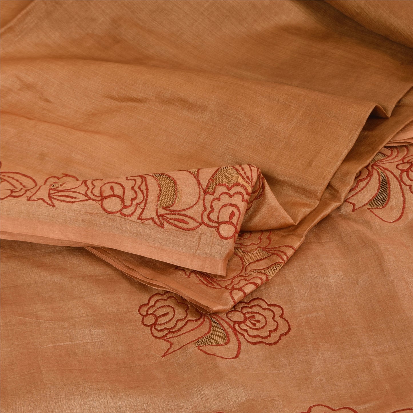 Sanskriti Vintage Brown Sarees Pure Silk Embroidered Premium Craft Fabric Sari
