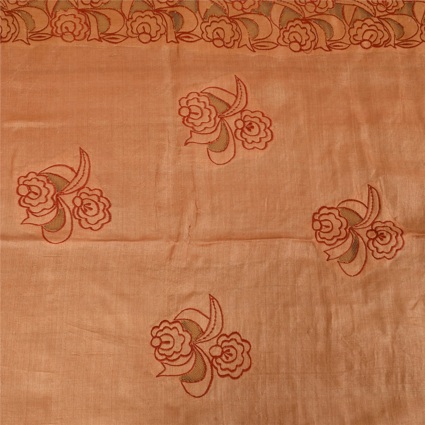 Sanskriti Vintage Brown Sarees Pure Silk Embroidered Premium Craft Fabric Sari