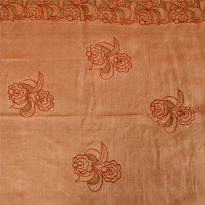Sanskriti Vintage Brown Sarees Pure Silk Embroidered Premium Craft Fabric Sari