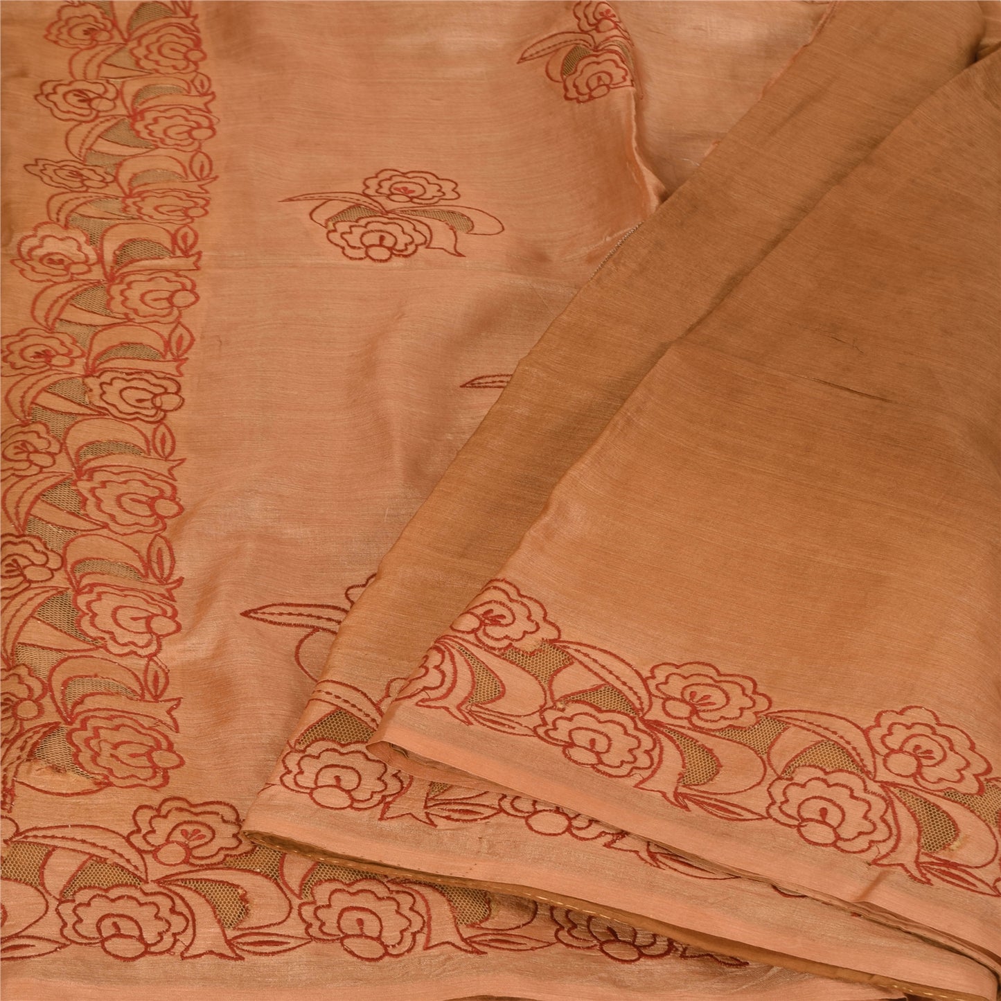Sanskriti Vintage Brown Sarees Pure Silk Embroidered Premium Craft Fabric Sari