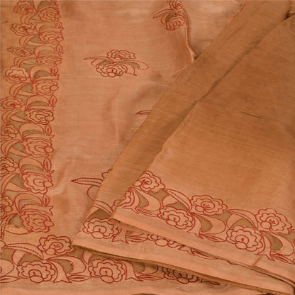 Sanskriti Vintage Brown Sarees Pure Silk Embroidered Premium Craft Fabric Sari