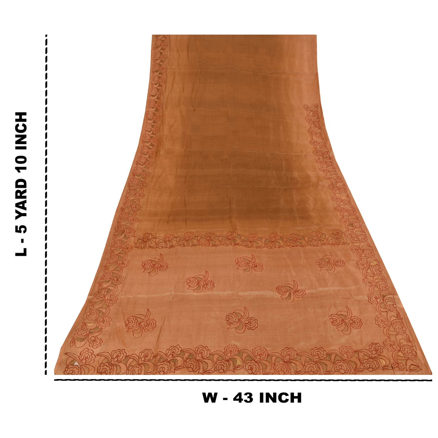 Sanskriti Vintage Brown Sarees Pure Silk Embroidered Premium Craft Fabric Sari