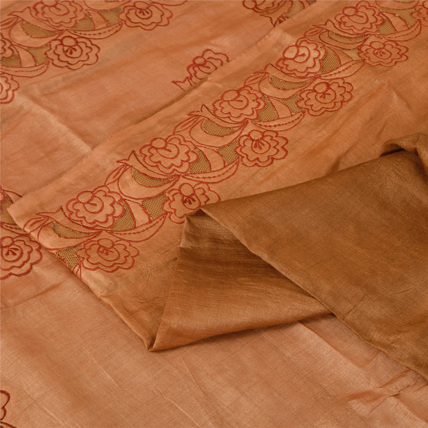Sanskriti Vintage Brown Sarees Pure Silk Embroidered Premium Craft Fabric Sari
