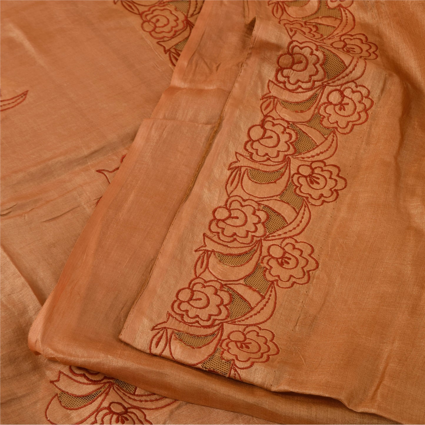 Sanskriti Vintage Brown Sarees Pure Silk Embroidered Premium Craft Fabric Sari