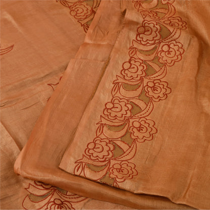 Sanskriti Vintage Brown Sarees Pure Silk Embroidered Premium Craft Fabric Sari