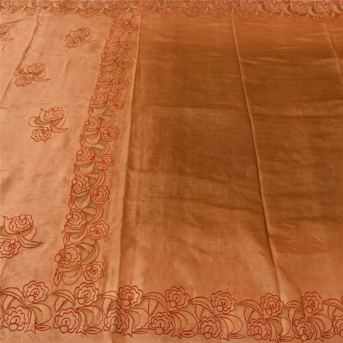 Sanskriti Vintage Brown Sarees Pure Silk Embroidered Premium Craft Fabric Sari
