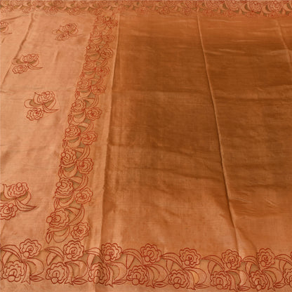 Sanskriti Vintage Brown Sarees Pure Silk Embroidered Premium Craft Fabric Sari