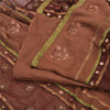 Sanskriti Vintage Brown Sarees Pure Georgette Silk Zari Embroidered 5+YD Sari