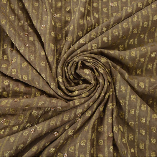 Sanskriti Vintage Green Sarees Georgette Hand Beaded Woven Fabric Cultural Sari