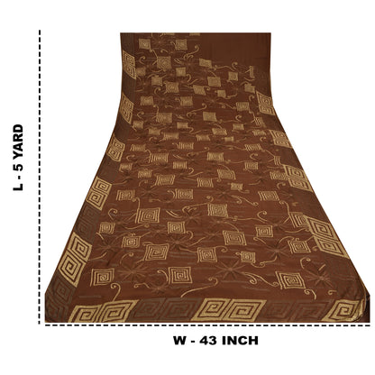 Sanskriti Vintage Brown Sarees Pure Georgette Silk Embroidered Craft Fabric Sari