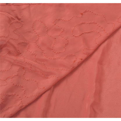 Sanskriti Vintage Pink Sarees Crepe Hand Beaded Craft Soft Fabric Premium Sari