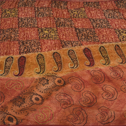 Sanskriti Vintage Brown Sarees Blend Georgette Hand Embroidered Fabric Sari