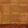 Sanskriti Vintage Brown Sarees Pure Silk Hand Embroidered Fabric 5yrd Sari