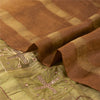 Sanskriti Vintage Brown Sarees Pure Silk Hand Embroidered Fabric 5yrd Sari