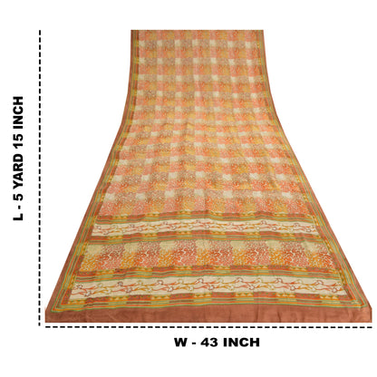 Sanskriti Vintage Sarees Pure Crepe Silk Hand Embroidered 5yrd Craft Fabric Sari