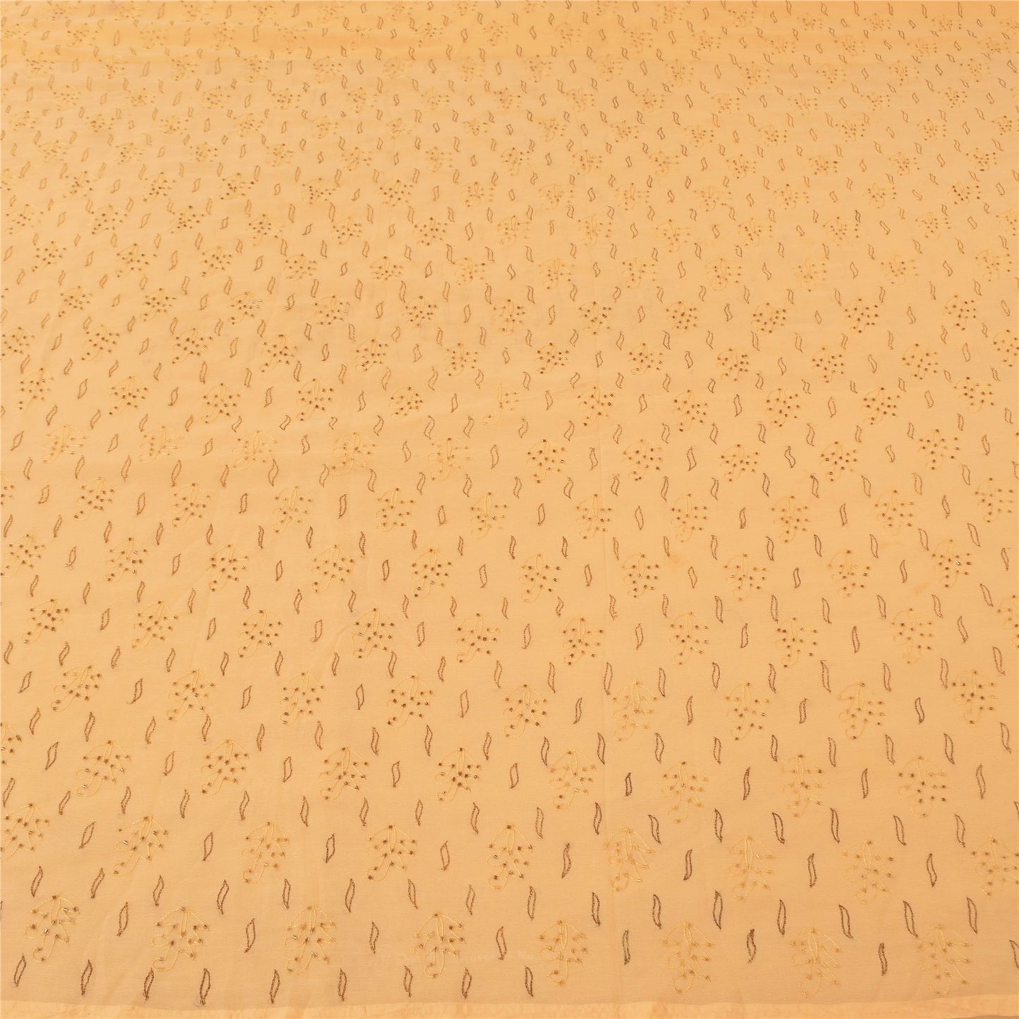 Sanskriti Vintage Peach Sarees Art Silk Hand Beaded Unique Sari 5yd Craft Fabric