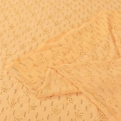 Sanskriti Vintage Peach Sarees Art Silk Hand Beaded Unique Sari 5yd Craft Fabric