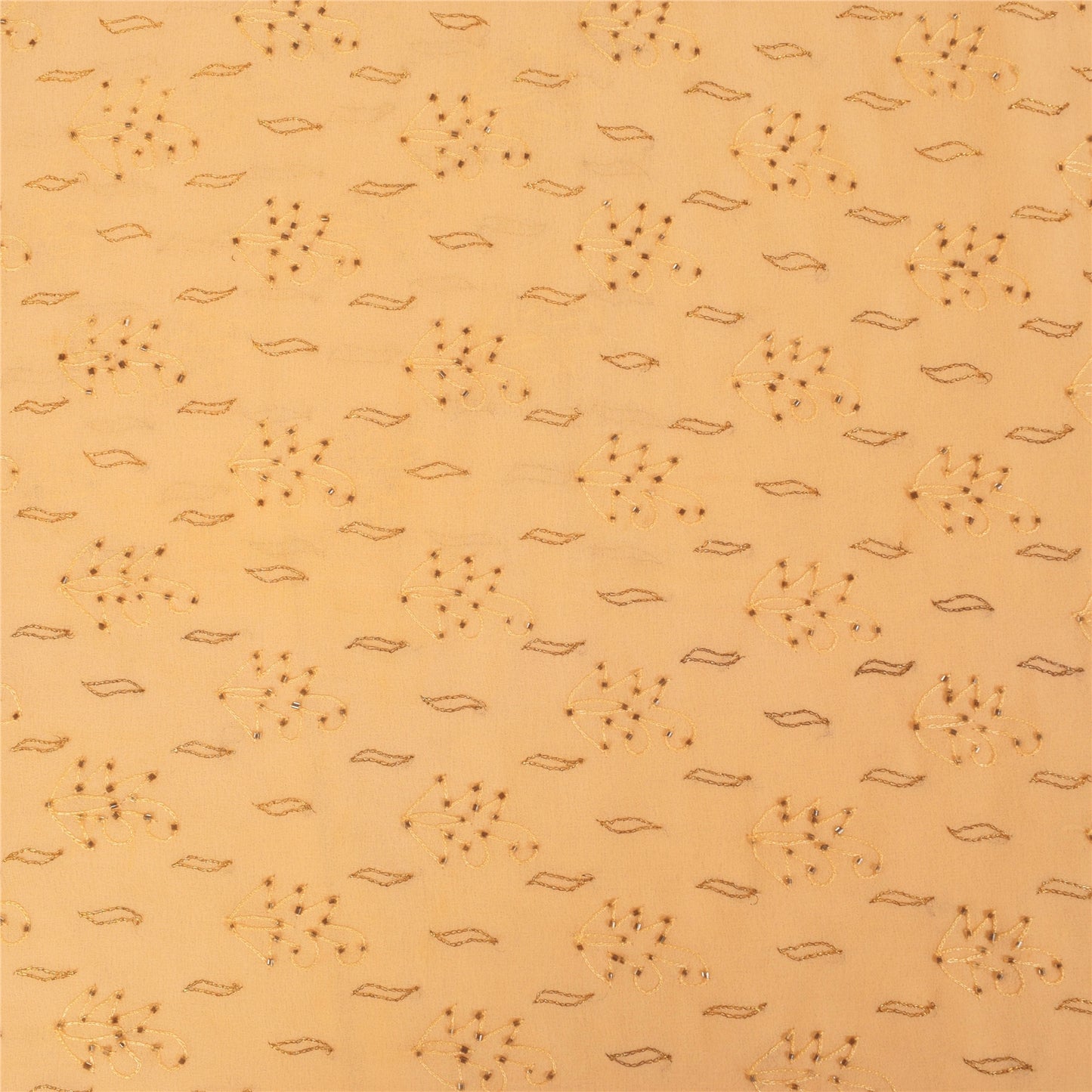 Sanskriti Vintage Peach Sarees Art Silk Hand Beaded Unique Sari 5yd Craft Fabric