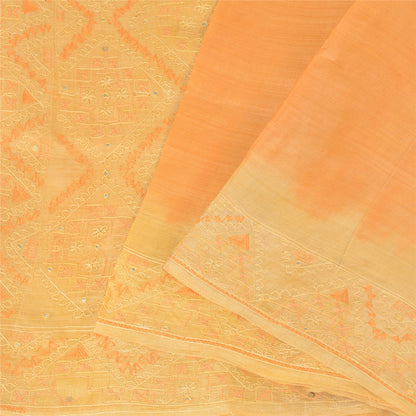 Sanskriti Vintage Indian Sarees Pure Silk Hand Embroidered Sari 5yd Craft Fabric