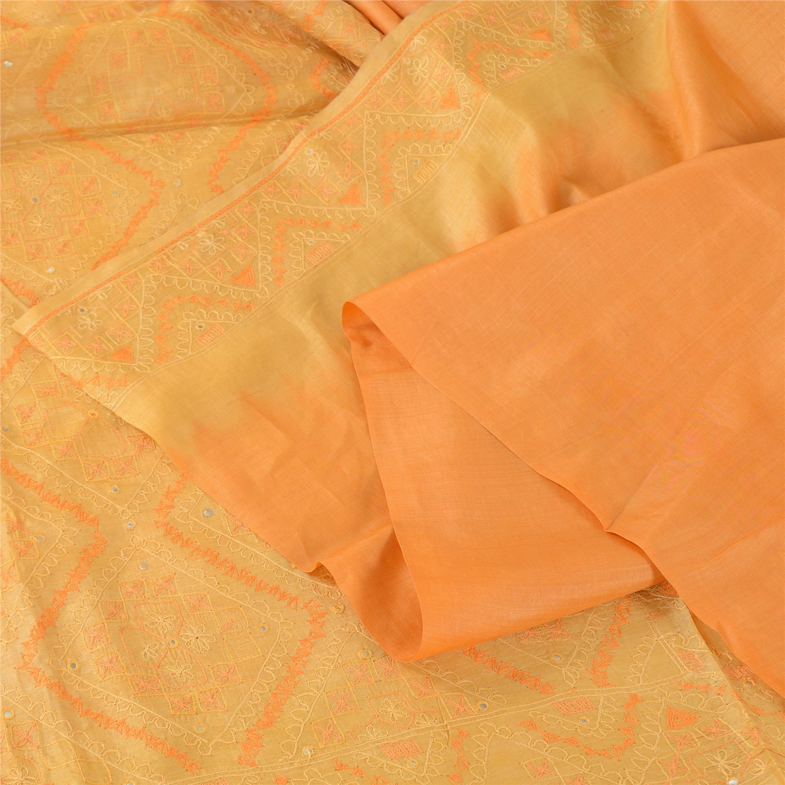 Sanskriti Vintage Indian Sarees Pure Silk Hand Embroidered Sari 5yd Craft Fabric