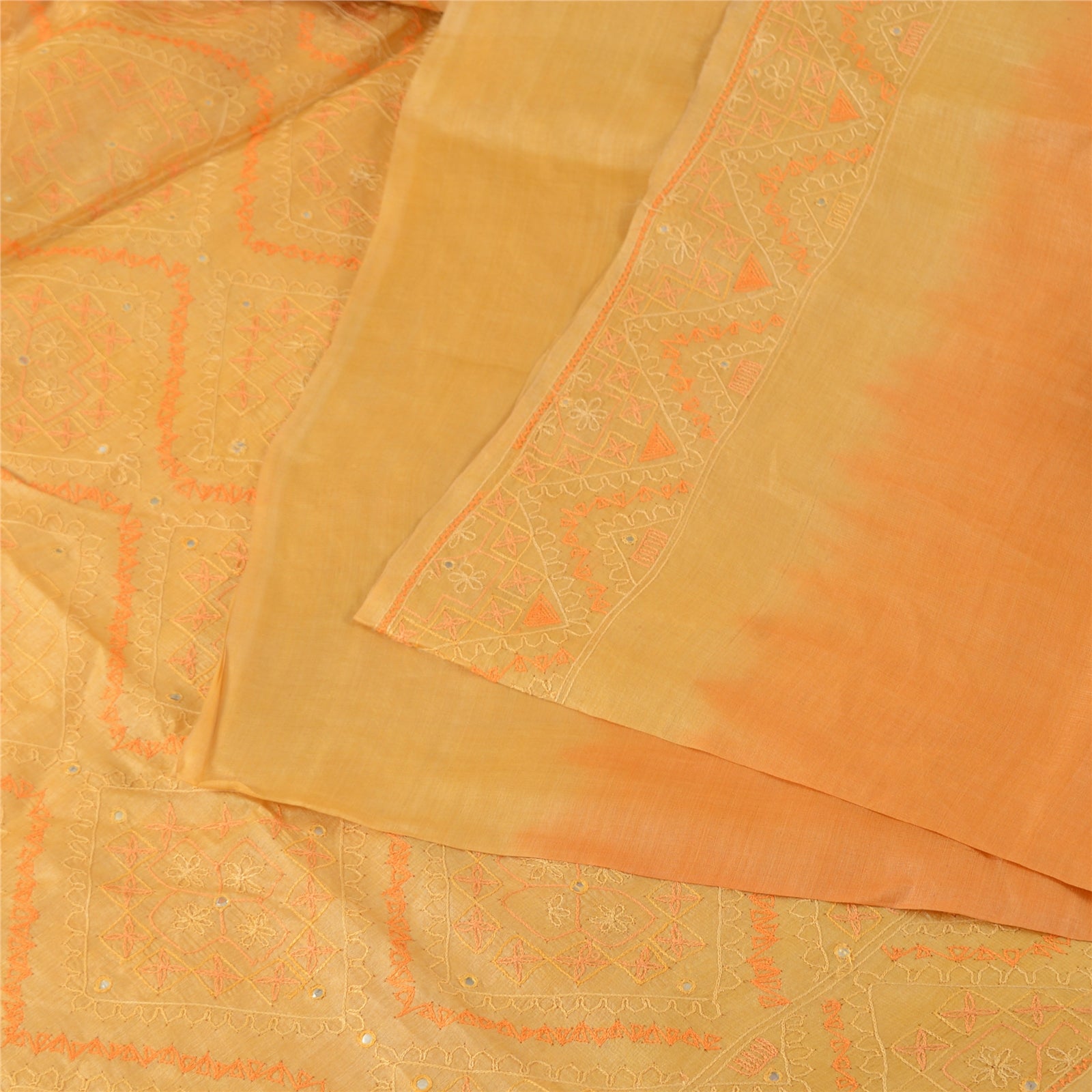 Sanskriti Vintage Indian Sarees Pure Silk Hand Embroidered Sari 5yd Craft Fabric