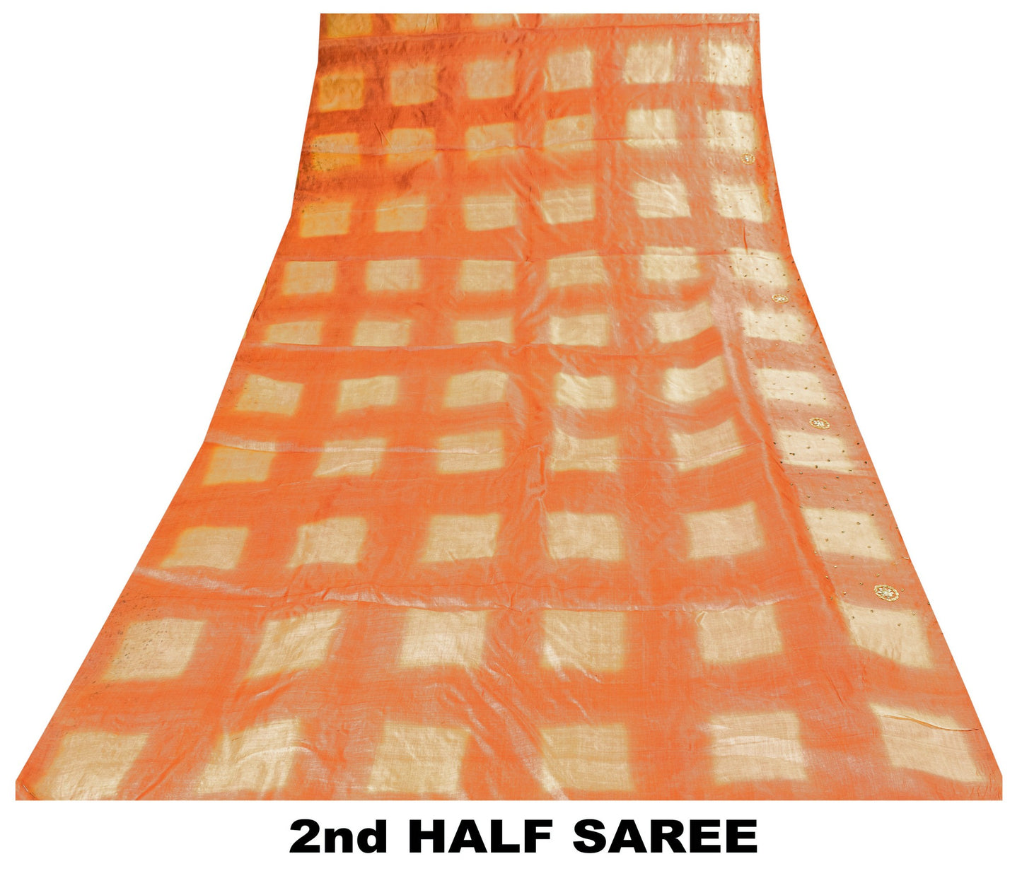 Sanskriti Vintage Peach Pure Silk Saree Hand Beaded Zardozi Sari 5.5+YD Fabric