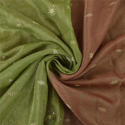 Sanskriti Vintage Dark Red Sarees Art Silk Hand Beaded Woven Craft Fabric Sari