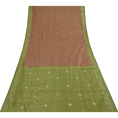 Sanskriti Vintage Dark Red Sarees Art Silk Hand Beaded Woven Craft Fabric Sari
