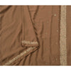 Sanskriti Vintage Sarees Art Silk Hand Beaded Brown Fabric Craft Ethnic Sari