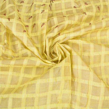 Sanskriti Vintage Beige Sarees Pure Silk EmbroiderY Woven 5+YD Sari Craft Supply