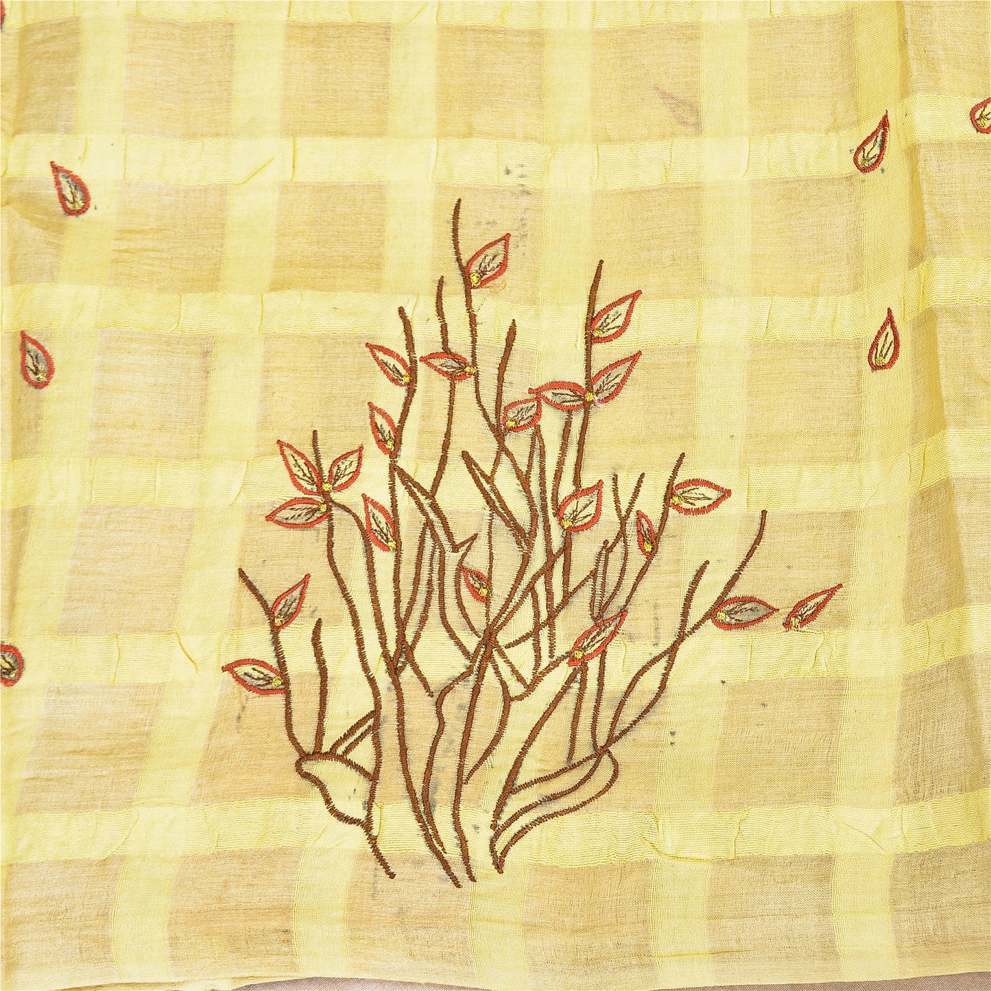 Sanskriti Vintage Beige Sarees Pure Silk EmbroiderY Woven 5+YD Sari Craft Supply