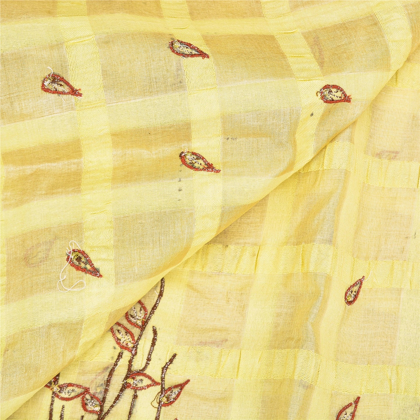 Sanskriti Vintage Beige Sarees Pure Silk EmbroiderY Woven 5+YD Sari Craft Supply