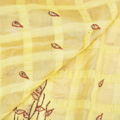 Sanskriti Vintage Beige Sarees Pure Silk EmbroiderY Woven 5+YD Sari Craft Supply