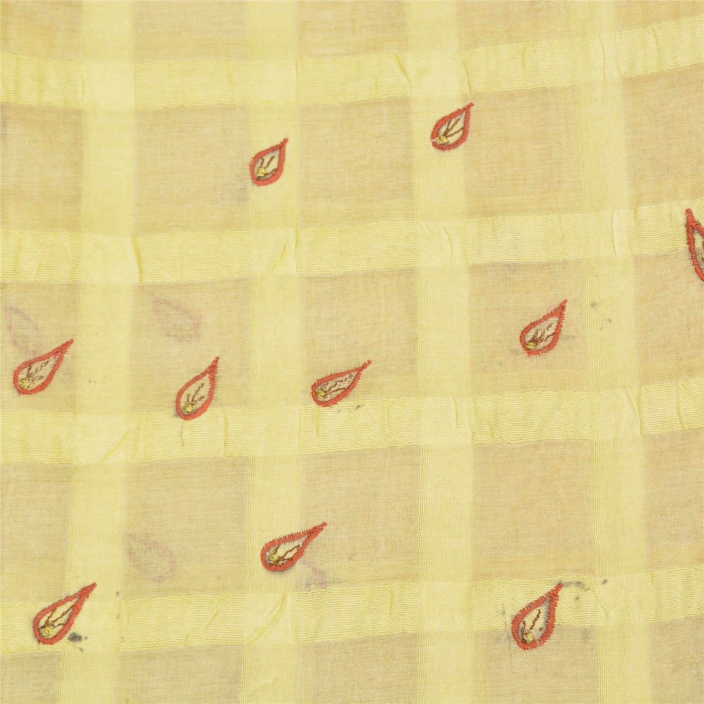 Sanskriti Vintage Beige Sarees Pure Silk EmbroiderY Woven 5+YD Sari Craft Supply