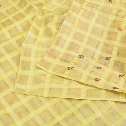 Sanskriti Vintage Beige Sarees Pure Silk EmbroiderY Woven 5+YD Sari Craft Supply