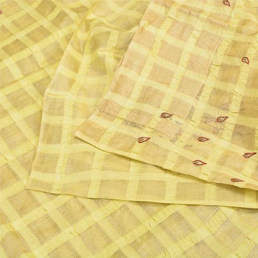 Sanskriti Vintage Beige Sarees Pure Silk EmbroiderY Woven 5+YD Sari Craft Supply