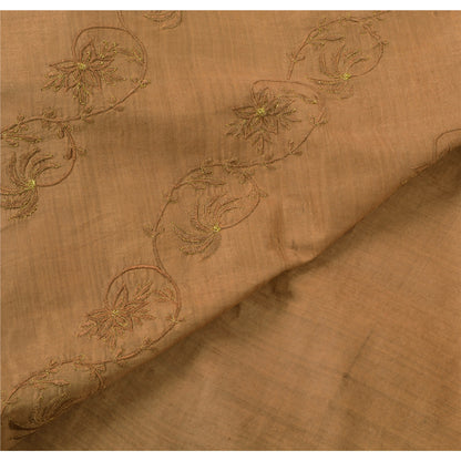 Sanskriti Vintage Brown Sarees Blend Cotton Embroidered Fabric Premium Sari