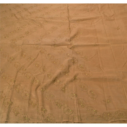 Sanskriti Vintage Brown Sarees Blend Cotton Embroidered Fabric Premium Sari