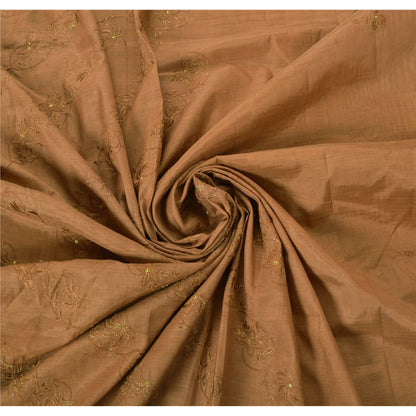 Sanskriti Vintage Brown Sarees Blend Cotton Embroidered Fabric Premium Sari