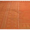 Sanskriti Vintage Orange Sarees Tissue Hand Beaded Painted Craft Fabric Sari