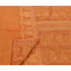 Sanskriti Vintage Orange Sarees Tissue Hand Beaded Painted Craft Fabric Sari