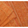Sanskriti Vintage Orange Sarees Tissue Hand Beaded Painted Craft Fabric Sari