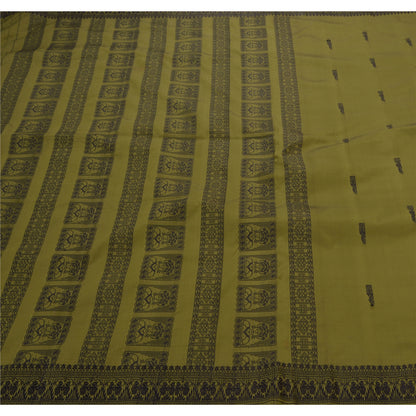 Sanskriti Vintage Green Sarees Art Silk Lady Design Woven Craft Fabric Sari