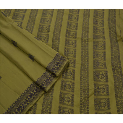 Sanskriti Vintage Green Sarees Art Silk Lady Design Woven Craft Fabric Sari